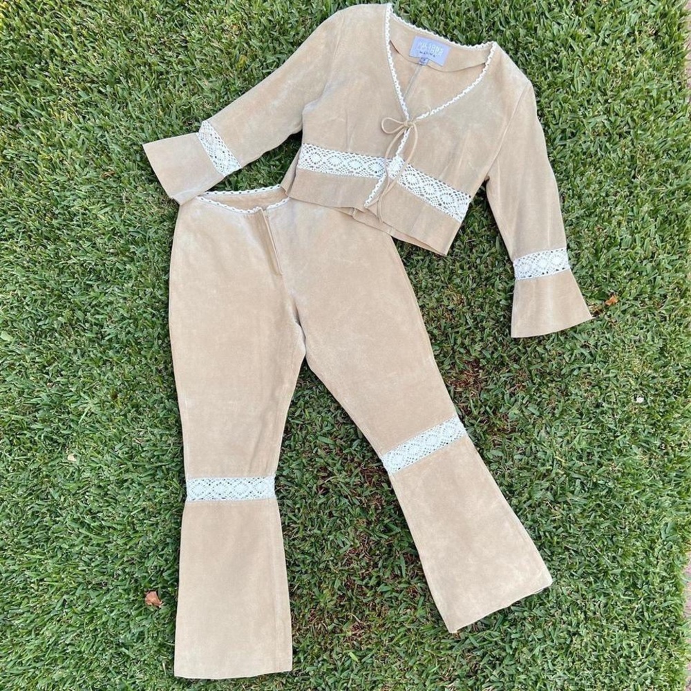 90s wilsons leather boho two piece set